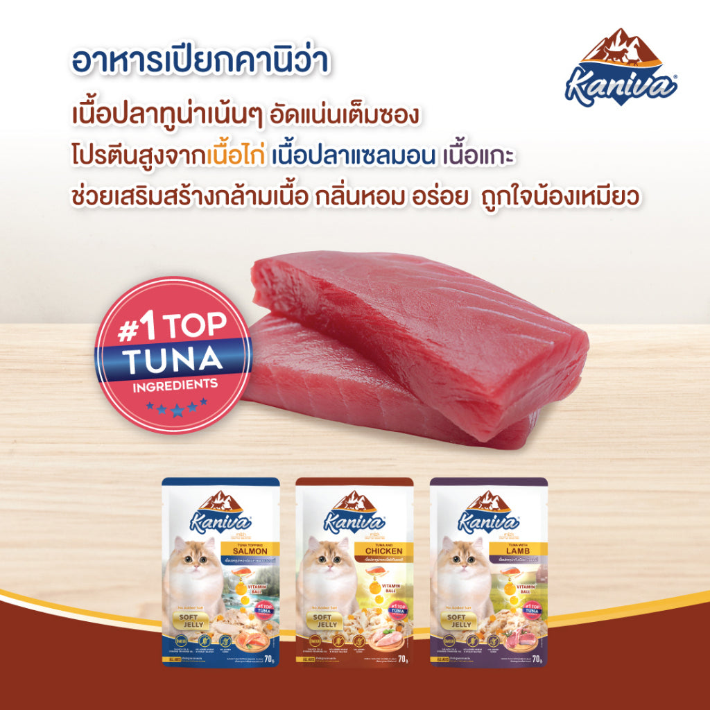 Kaniva Pouch อาหารเปียกคานิว่า เนื้อปลาทูน่าเน้นๆ ขนาด 70g