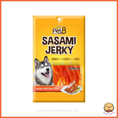 Pet8 ขนมสุนัขแสนอร่อย sasami jerky  ขนาด 50 กรัม