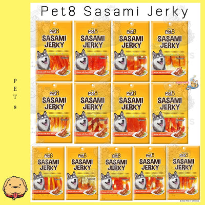 Pet8 ขนมสุนัขแสนอร่อย sasami jerky  ขนาด 50 กรัม