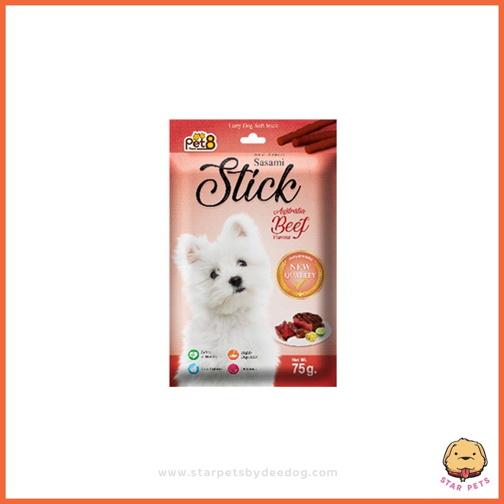 PET8 Sasami Stick อาหารว่างสำหรับสุนัข 75g Tasty Dog Soft Stic